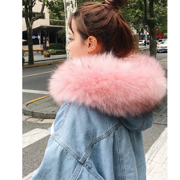 ✨MORE SIZES✨ Pink Faux Fur Trimmed Jean Jacket - Picture 11 of 14